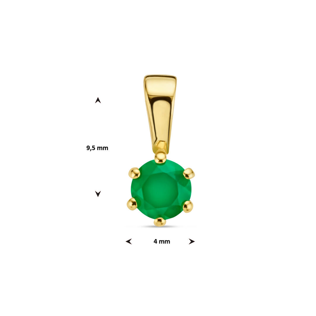pendant green agate 14K yellow gold