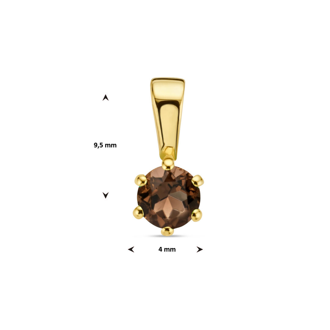 pendant smokey quartz 14K yellow gold