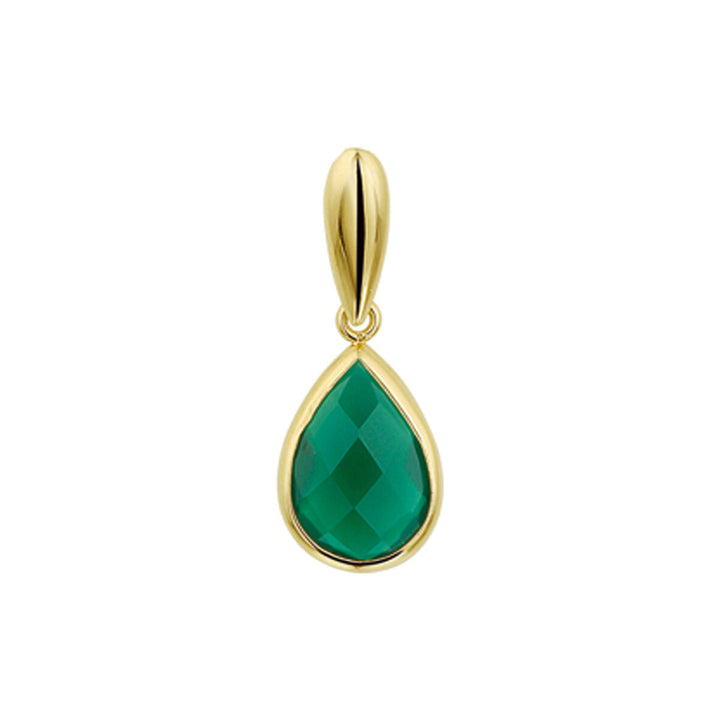 pendant green agate 14K yellow gold