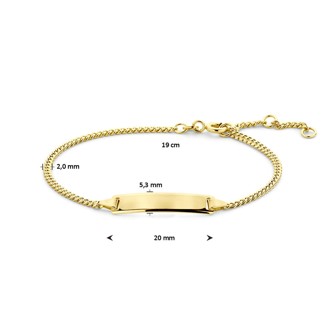 engraving bracelet gourmette plate 5.0 mm 16 - 17.5 - 19 cm 14K yellow gold