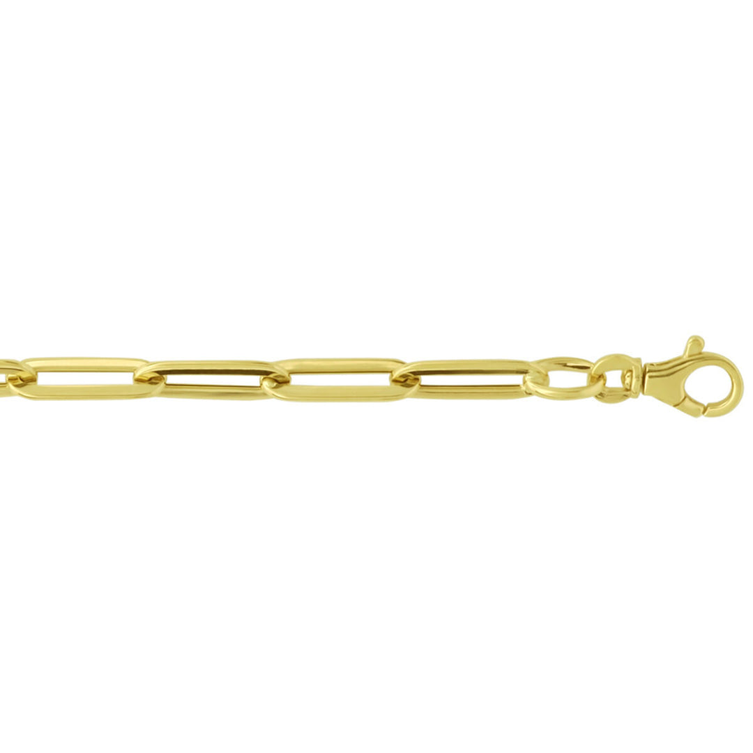 bracelet paper clip flat tube 5.0 mm 19 cm 14K yellow gold