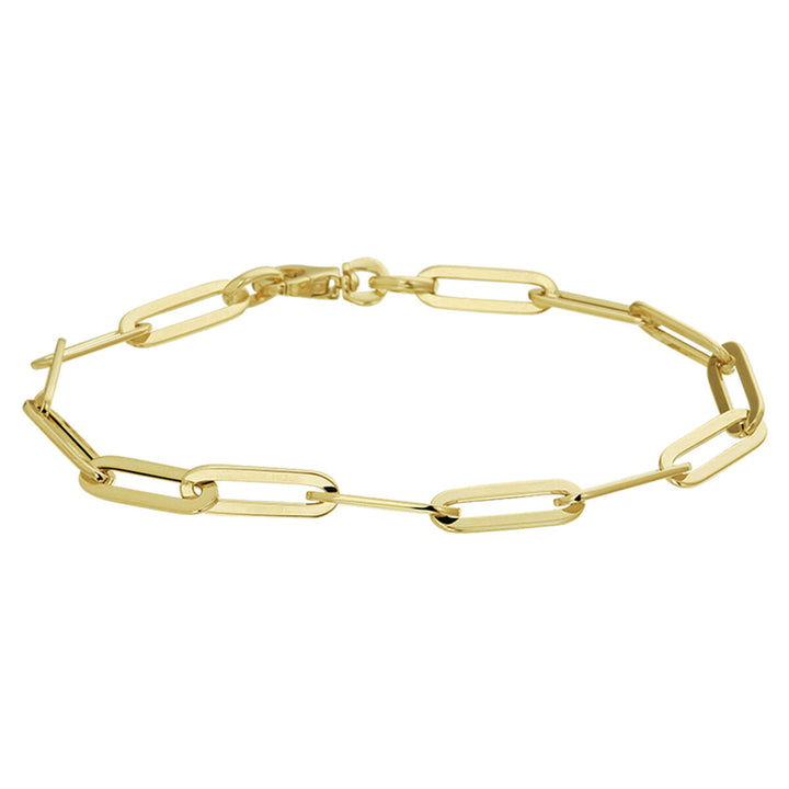 bracelet paper clip flat tube 5.0 mm 19 cm 14K yellow gold