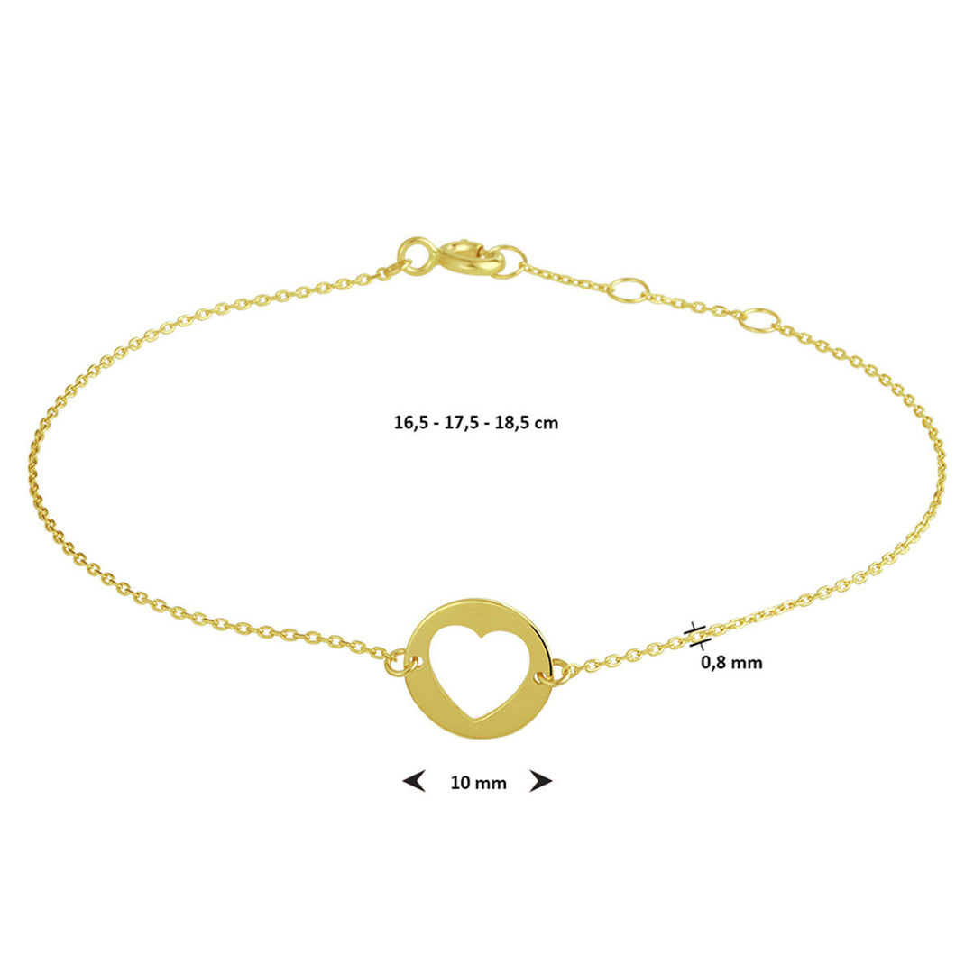 armband hart 16,5 - 17,5 - 18,5 cm 14K geelgoud