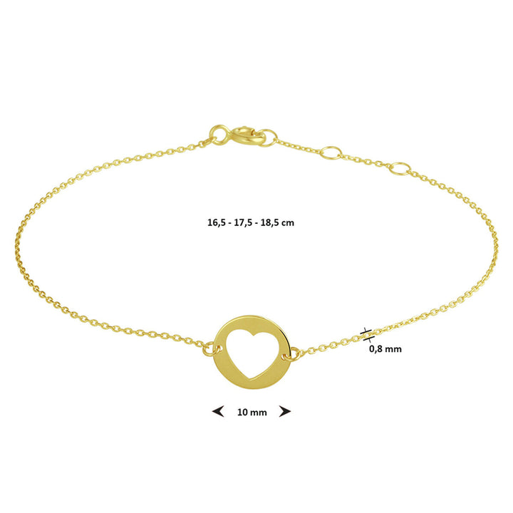 armband hart 16,5 - 17,5 - 18,5 cm 14K geelgoud