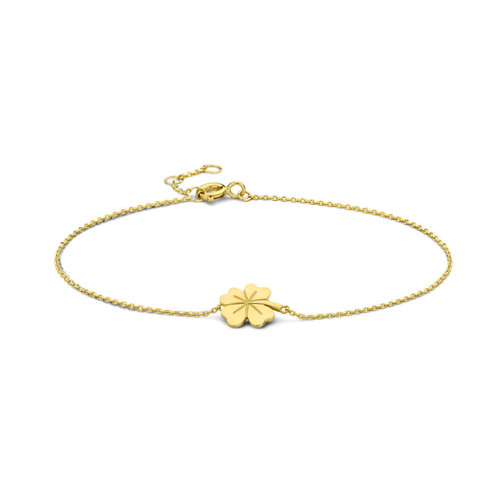 armband klaver 16,5 - 17,5 - 18,5 cm 14K geelgoud