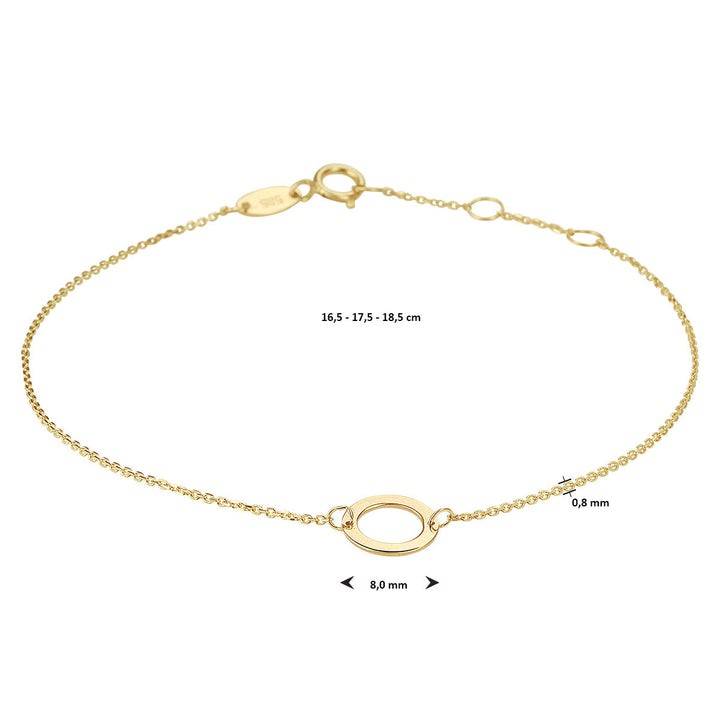 bracelet round 16.5 - 17.5 - 18.5 cm 14K yellow gold