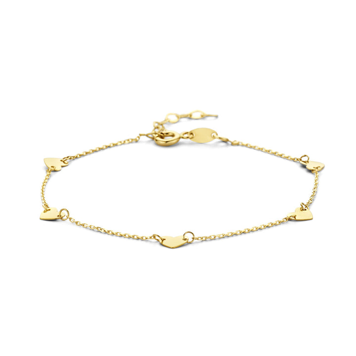 bracelet hearts 16.5 - 18.5 cm 14K yellow gold