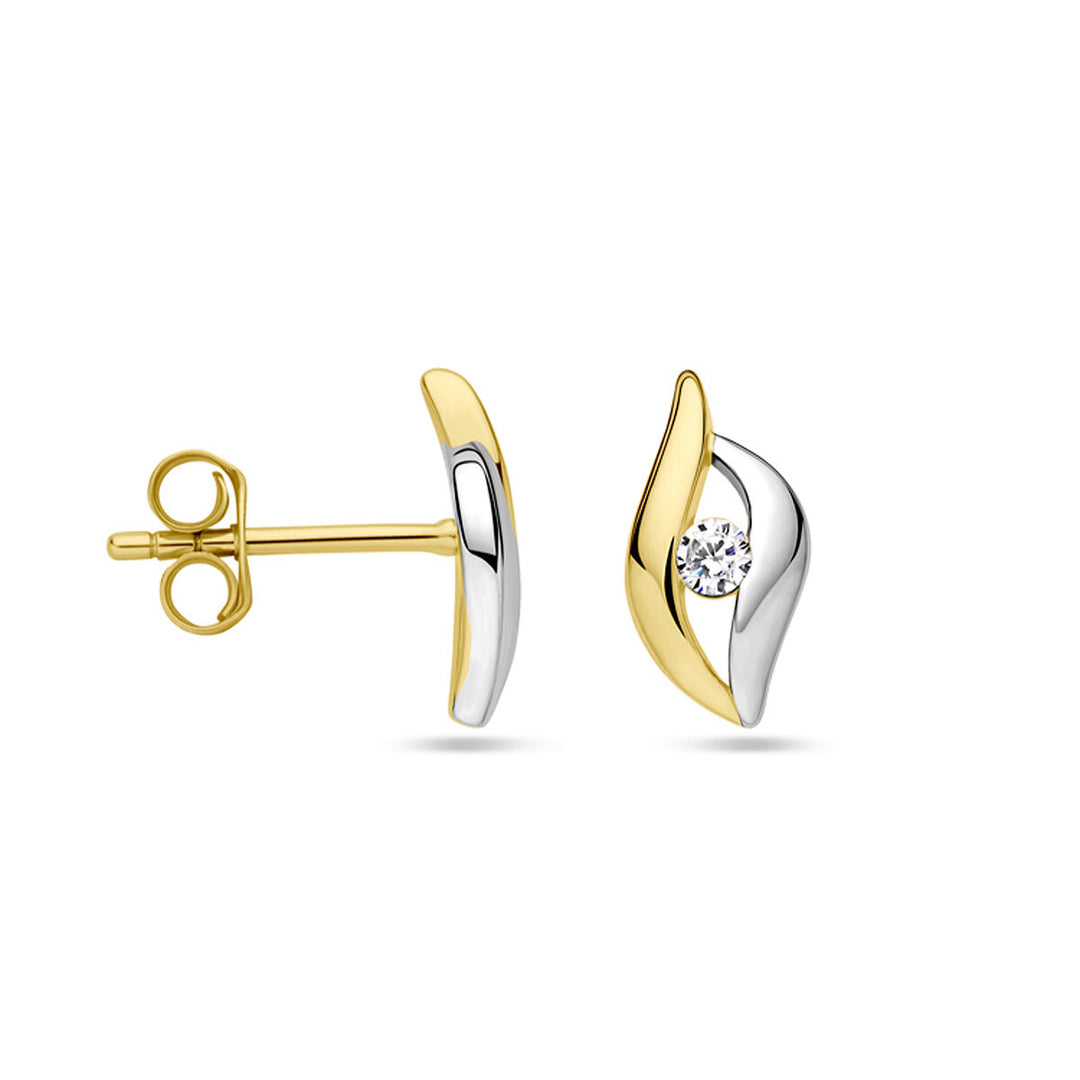 ear studs zirconia 1 micron silver gold plated (yellow/rhodium)