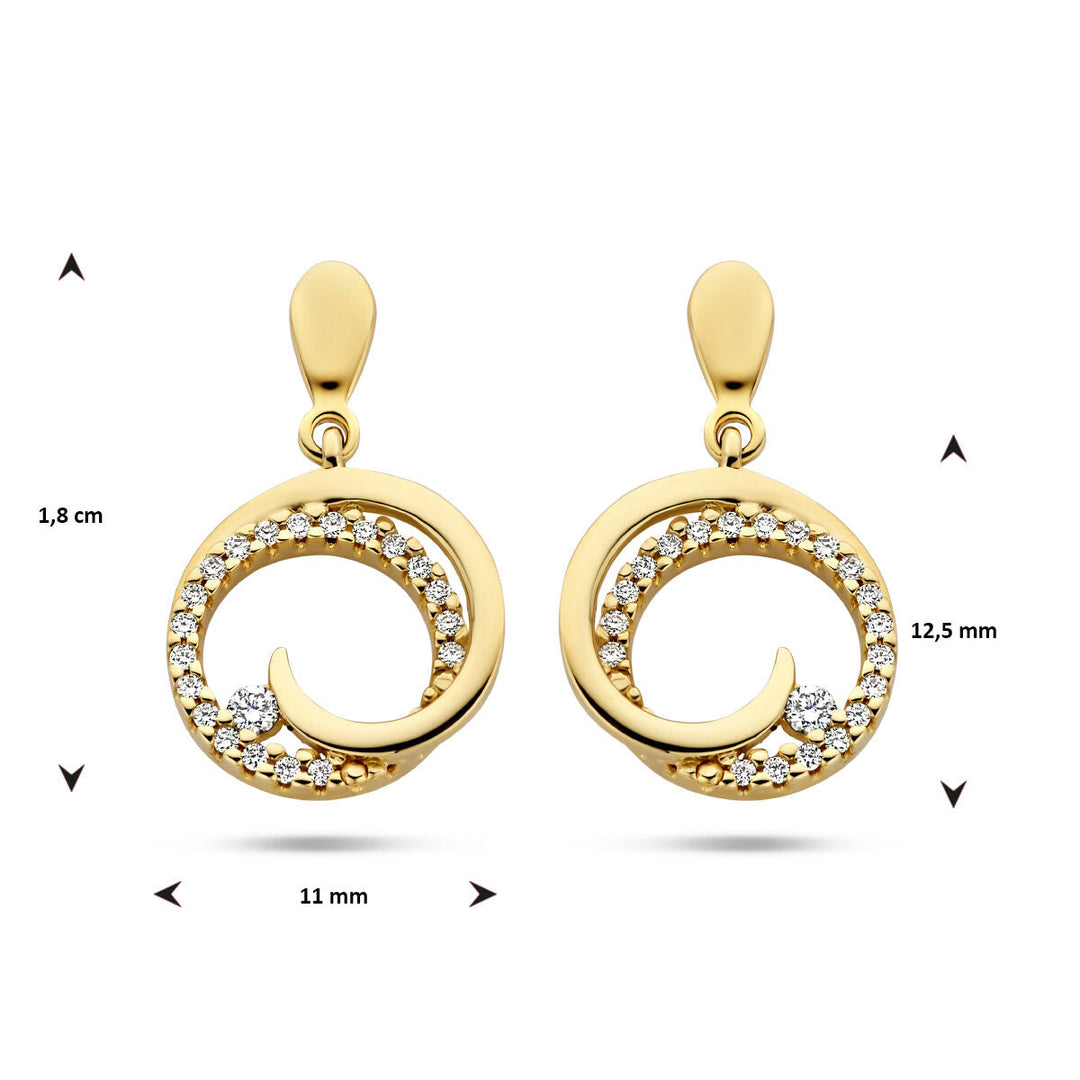 oorhangers rondje diamant 0.14ct (2x0.07ct) h si 14K geelgoud