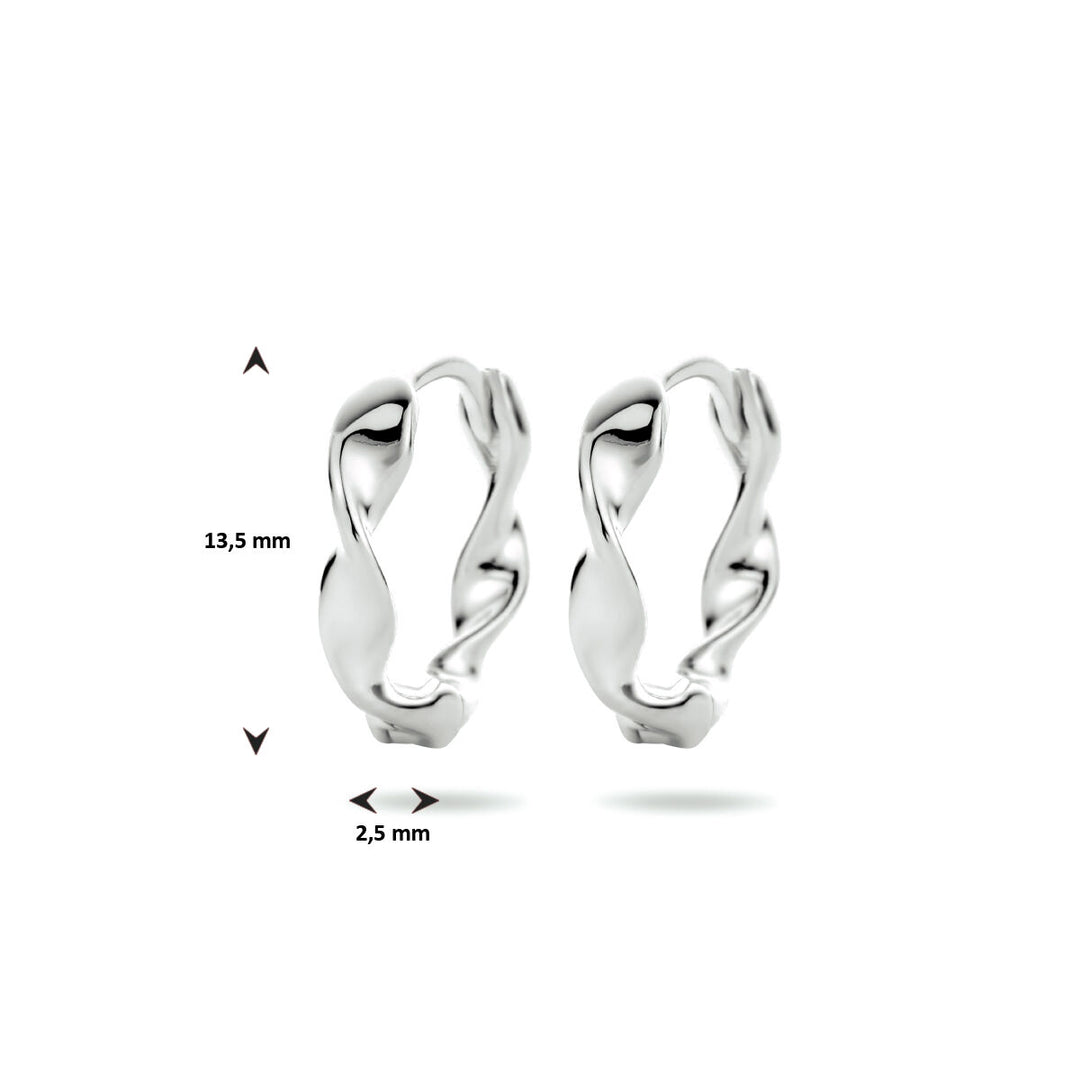 drop earrings twisted silver rhodium plated