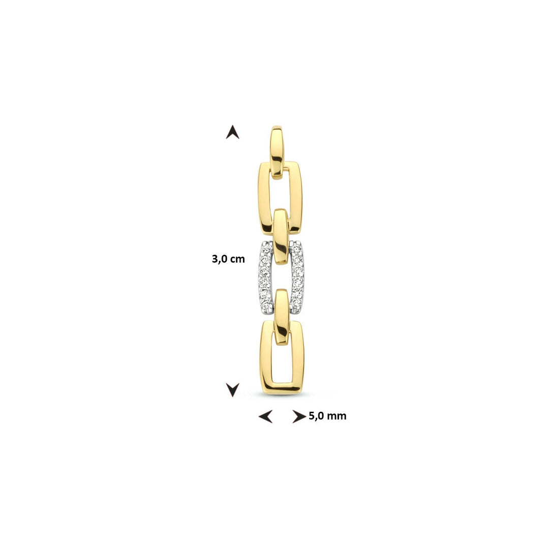 pendant link diamond 0.05ct h si 14K bicolor gold yellow/white