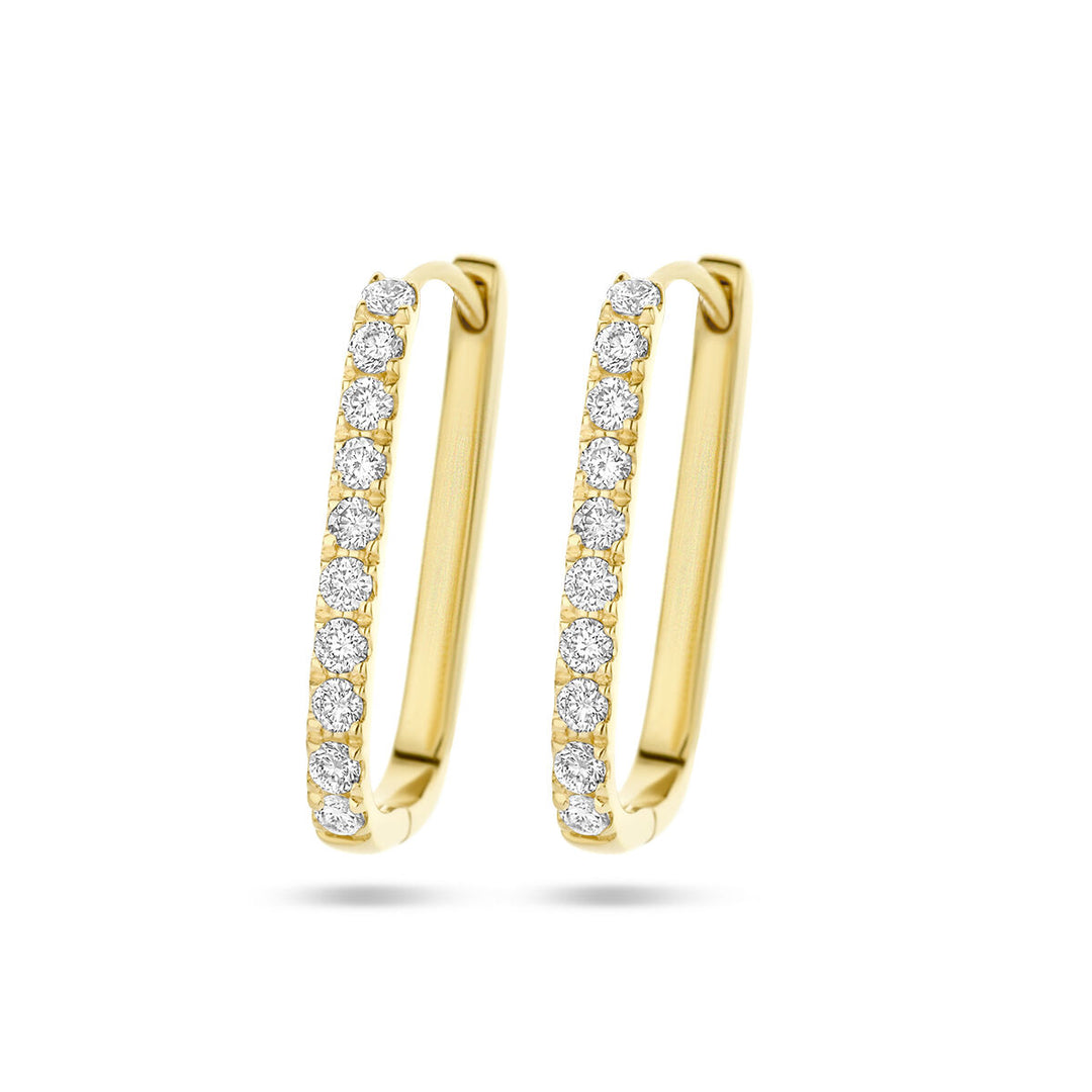 drop earrings paper clip diamond 0.22ct (2x 0.11ct) h si 14K yellow gold