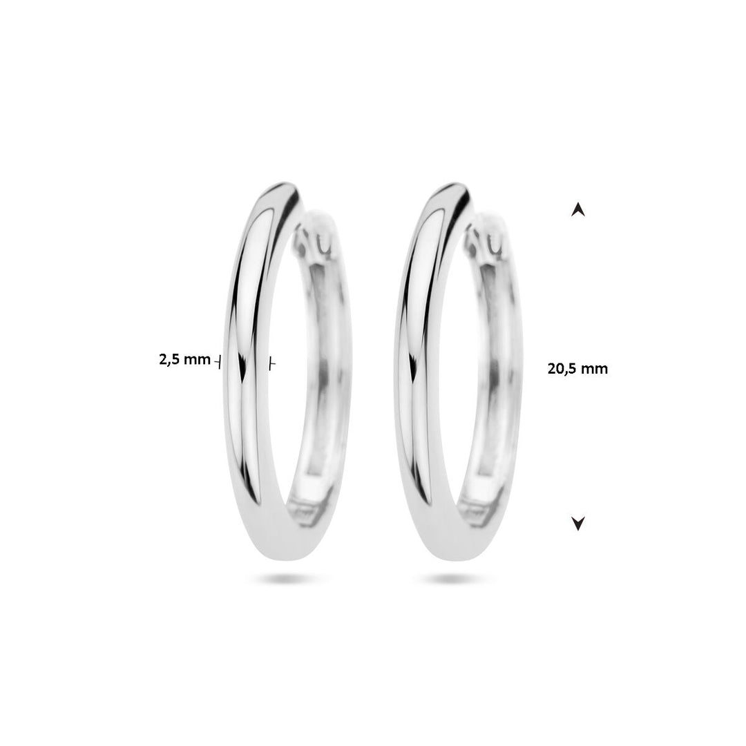 drop earrings 2.5 mm half round silver rhodium plated