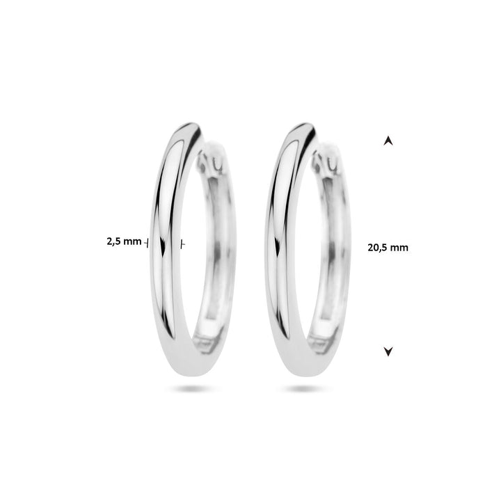 drop earrings 2.5 mm half round silver rhodium plated