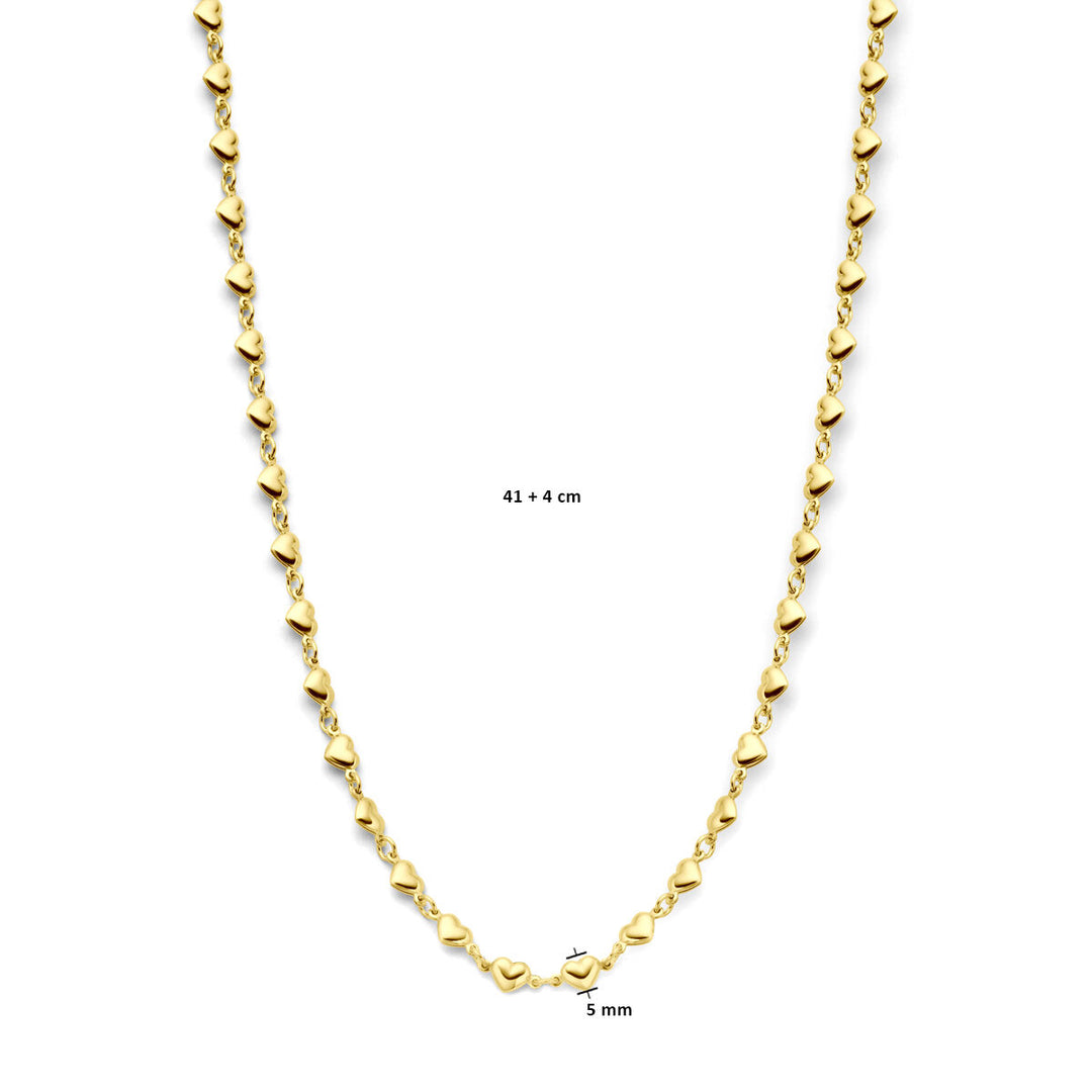 necklace hearts 41 + 4 cm 3 micron silver gold plated (yellow)
