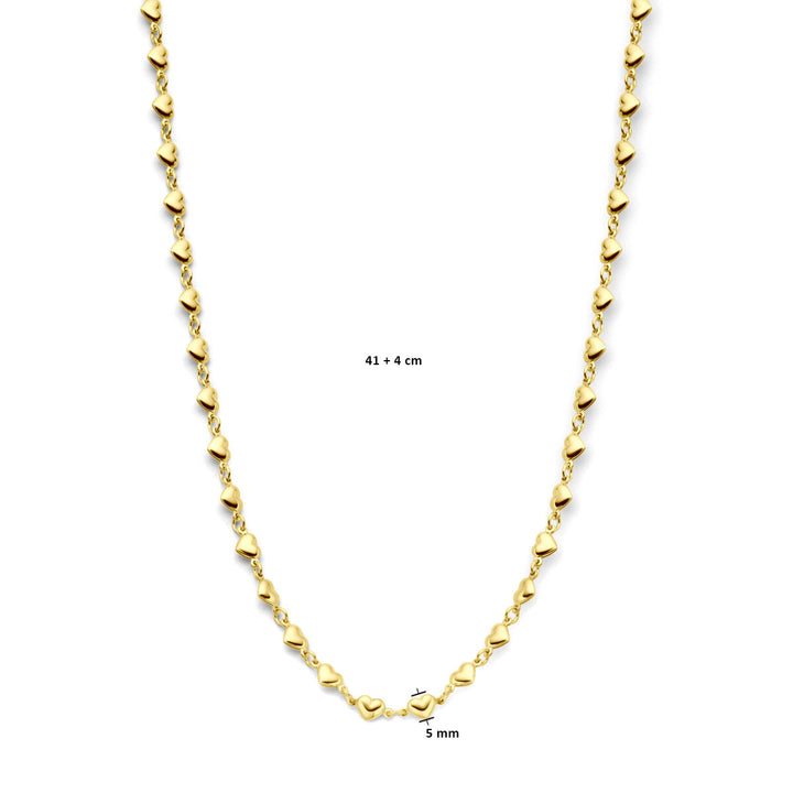 necklace hearts 41 + 4 cm 3 micron silver gold plated (yellow)