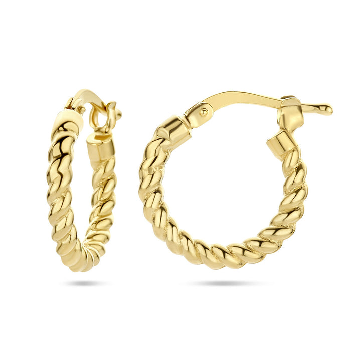 earrings twisted tube 1 micron silver gold plated (yellow)