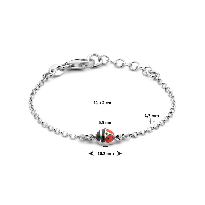 bracelet ladybug 11 + 2 cm silver rhodium plated