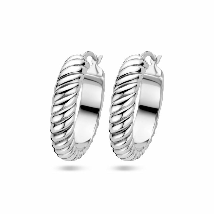 earrings twisted silver rhodium plated