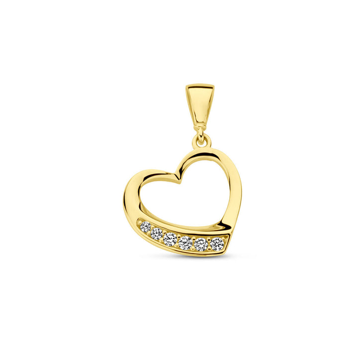pendant heart zirconia 14K yellow gold