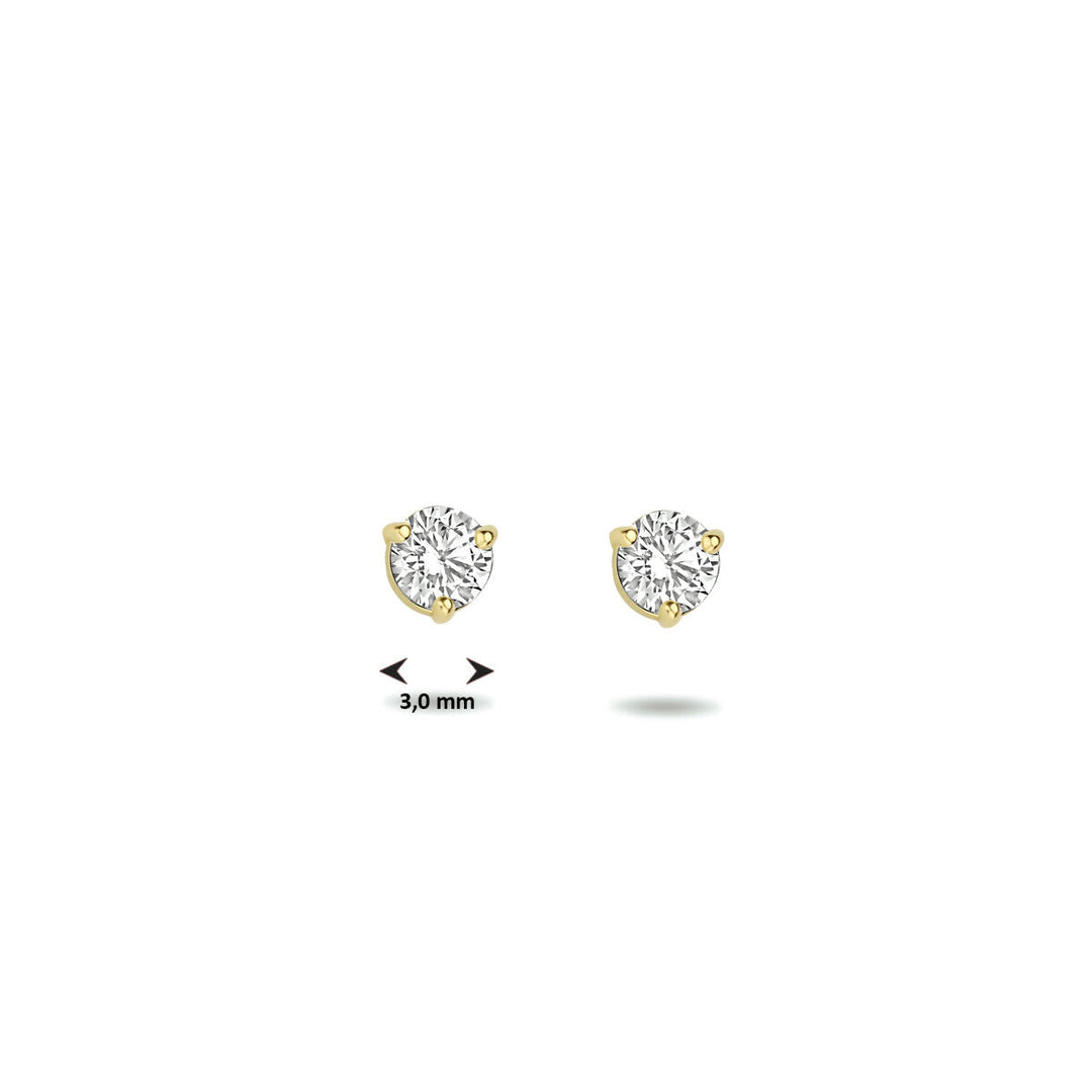ear studs zirconia 14K yellow gold