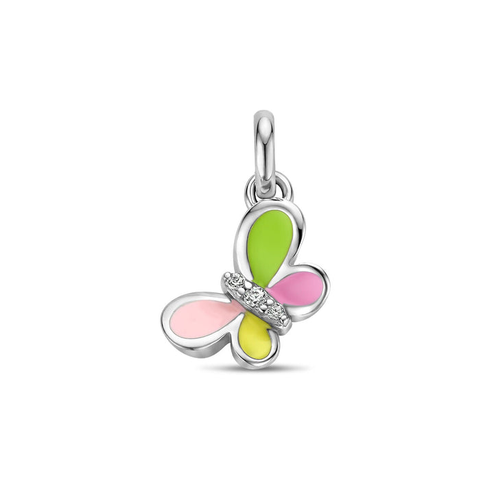 pendant butterfly zirconia silver rhodium plated
