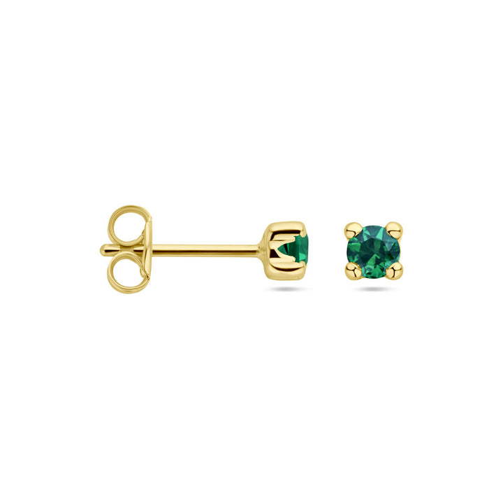 ear studs synth. emerald 14K yellow gold