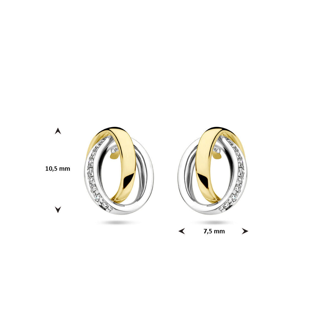 ear studs diamond 0.05ct (2x 0.025ct) h si 14K bicolor gold yellow/white