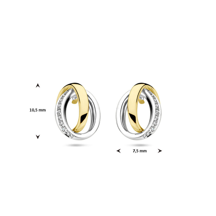 ear studs diamond 0.05ct (2x 0.025ct) h si 14K bicolor gold yellow/white