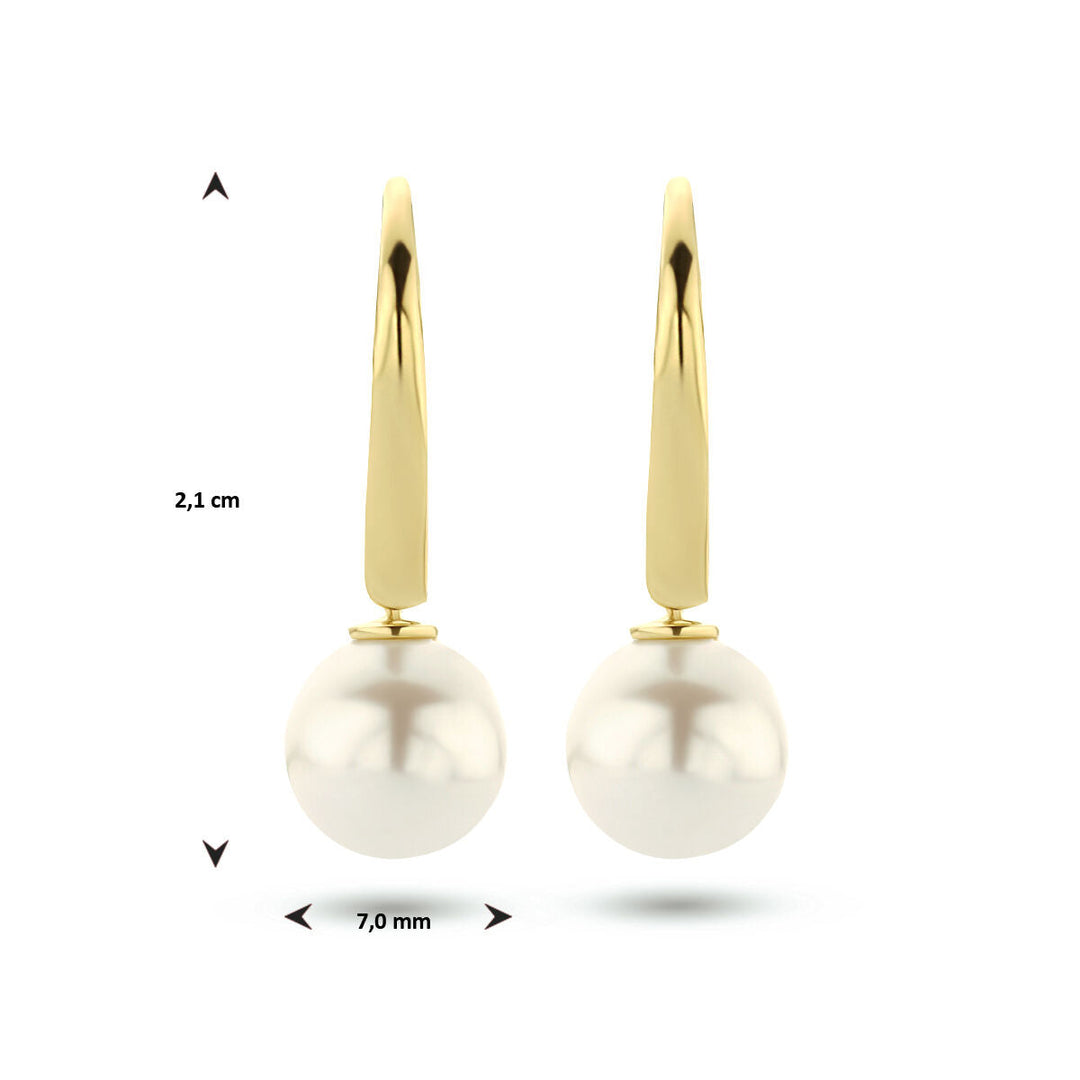earrings pearl brisur hook 14K yellow gold