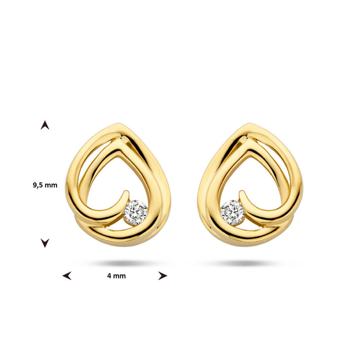 oorknoppen diamant 0.05ct (2x0.025ct) h si 14K geelgoud