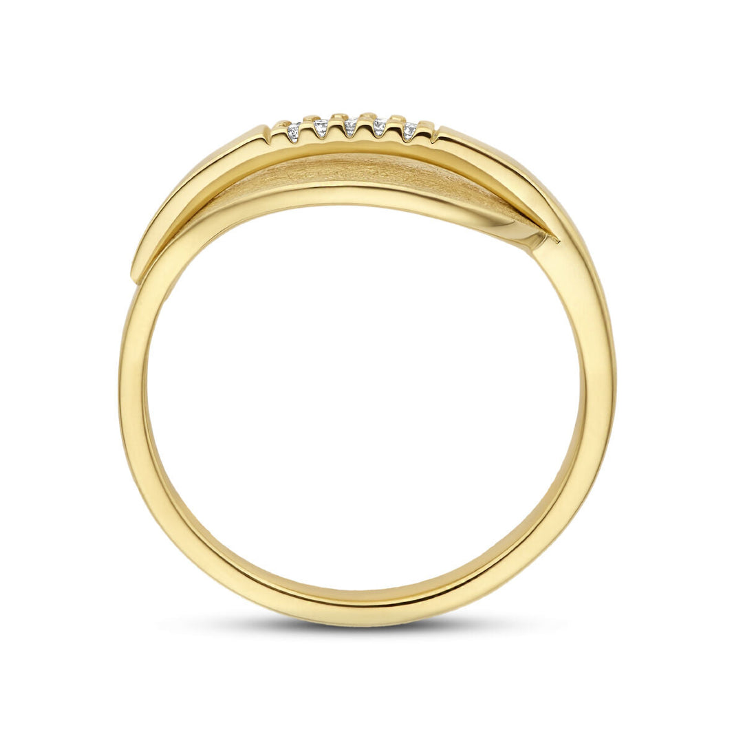 ring blad gescratcht diamant 0.025ct h si 14K geelgoud