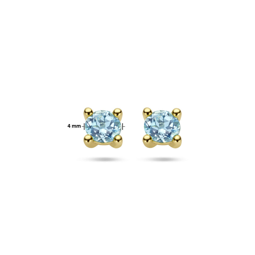 ear studs blue topaz 14K yellow gold