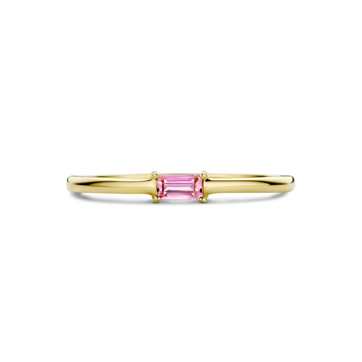 ring with birthstone tourmaline October 14K yellow gold