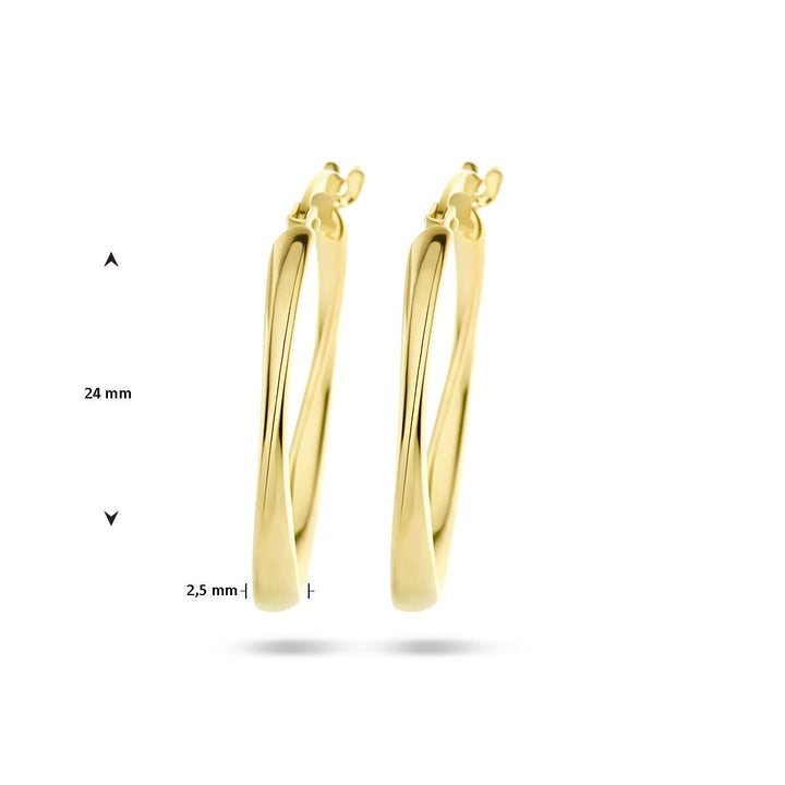 earrings oval twisted tube 14K yellow gold