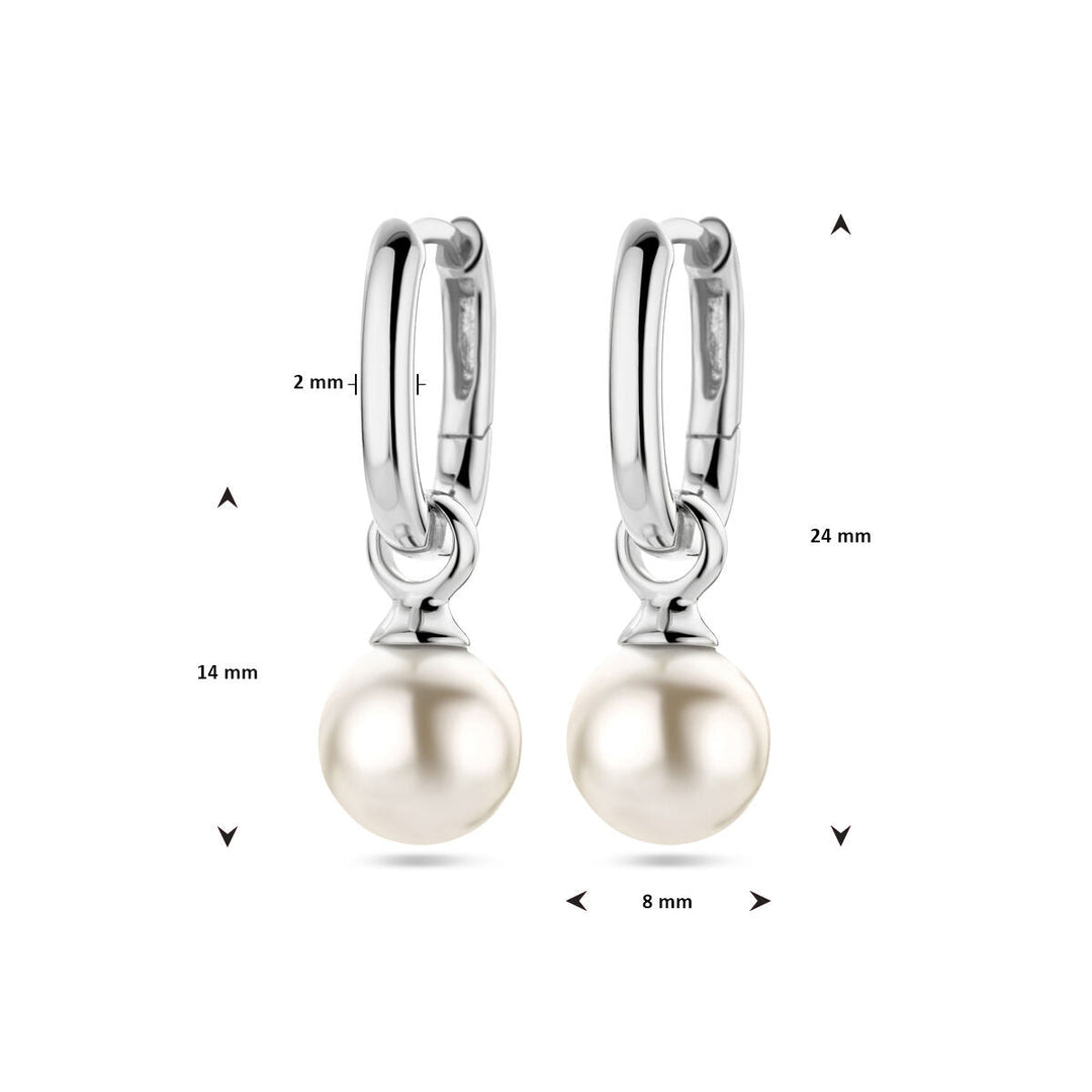 earrings synth. pearl silver rhodium plated