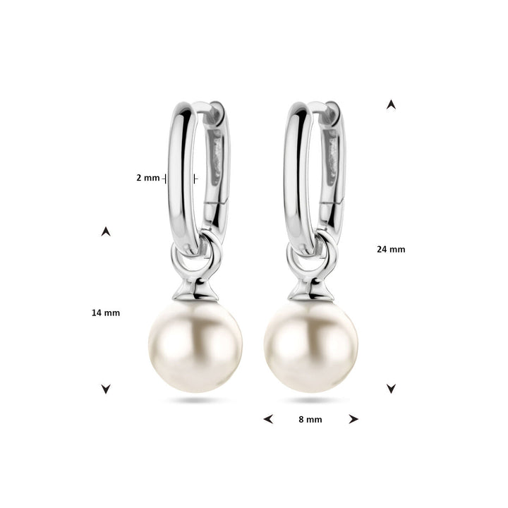 earrings synth. pearl silver rhodium plated