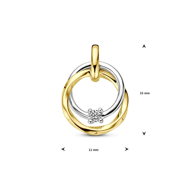pendant diamond 0.03ct h si 14K bicolor gold yellow/white 