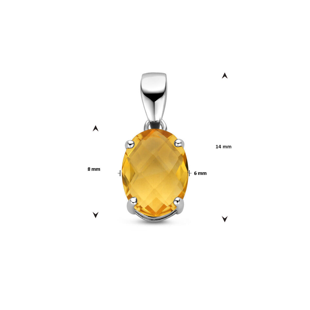 pendant citrine silver rhodium plated