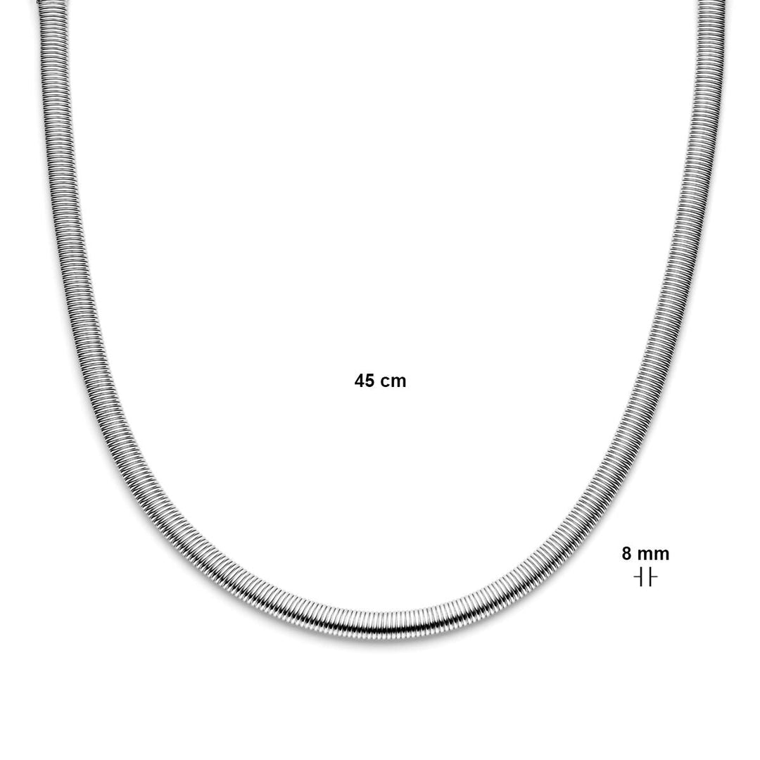 necklace 8.0 mm 45 cm with large spring clasp silver rhodium plated
