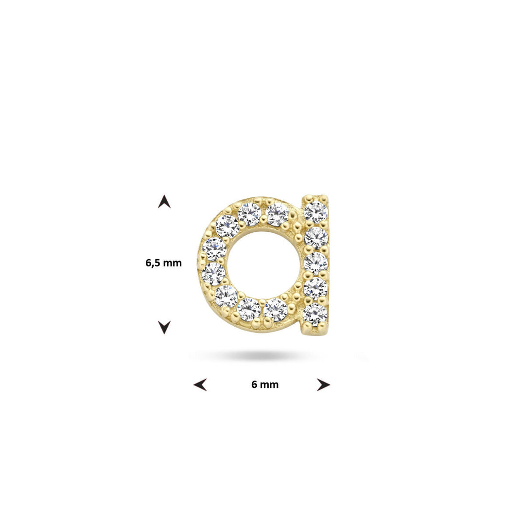 ear stud letter zirconia per piece silver rhodium plated