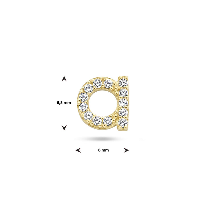 ear stud letter zirconia per piece silver rhodium plated