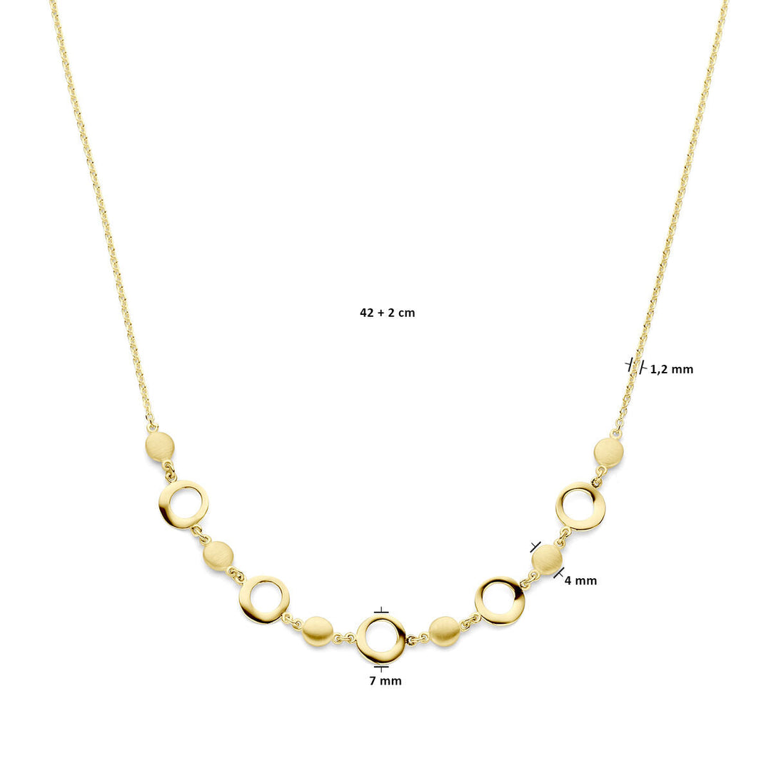necklace 42 + 2 cm poly/matt 14K yellow gold