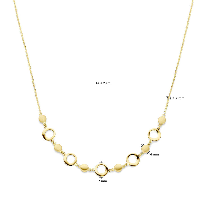 necklace 42 + 2 cm poly/matt 14K yellow gold