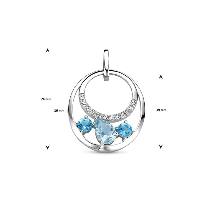 pendant topaz silver rhodium plated
