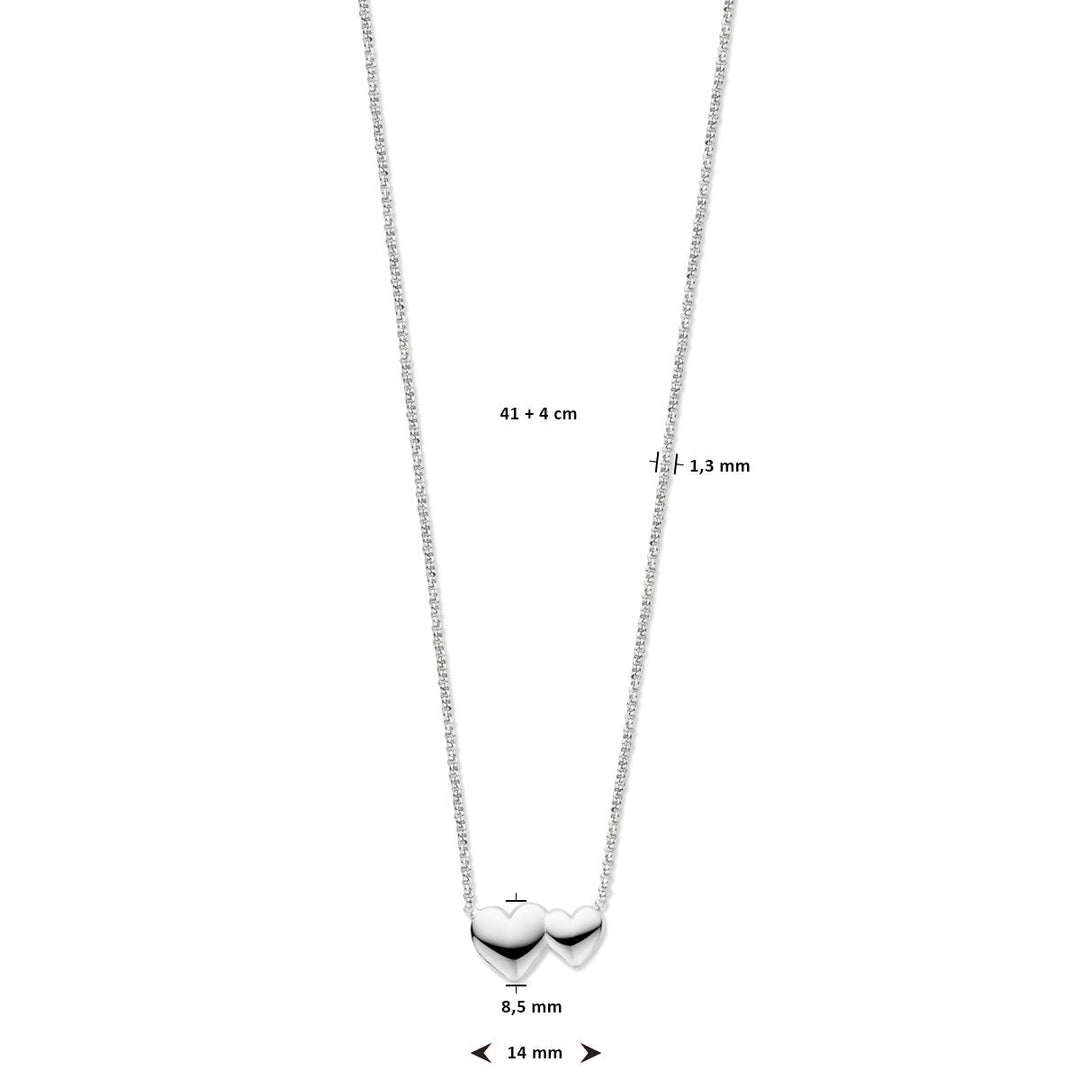necklace hearts 41 + 4 cm silver rhodium plated