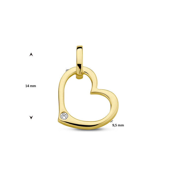 pendant heart and diamond 0.01ct h p1 14K yellow gold