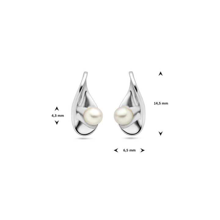 ear studs pearl silver rhodium plated
