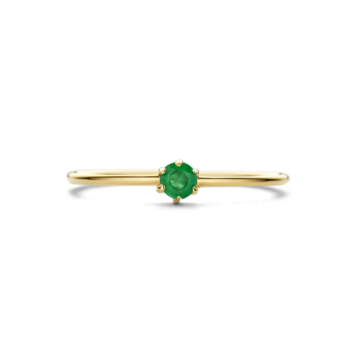 ring with birthstone emerald May 14K yellow gold