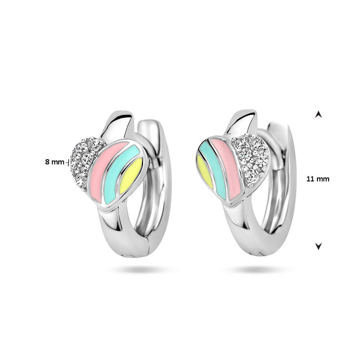drop earrings heart and zirconia silver rhodium plated